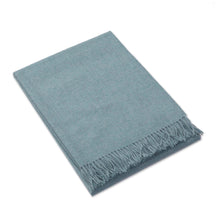 Load image into Gallery viewer, 100% Baby Alpaca Throw Blanket in Solid Aqua from Peru - Blissful Dream in Aqua | NOVICA
