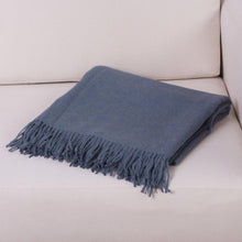 Load image into Gallery viewer, 100% Baby Alpaca Throw Blanket in Steel Blue from Peru - Blissful Dream in Steel Blue | NOVICA
