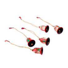 Load image into Gallery viewer, Handcrafted Santa Papier Mache Jingle Bell Ornaments - Santa Claus Jingle | NOVICA
