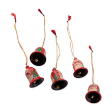 Load image into Gallery viewer, Handcrafted Santa Papier Mache Jingle Bell Ornaments - Santa Claus Jingle | NOVICA
