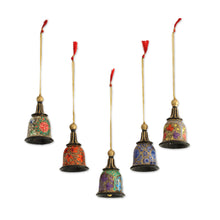 Load image into Gallery viewer, Papier Mache Bell Ornaments (Set of 5) from India - Bells of Kashmir | NOVICA

