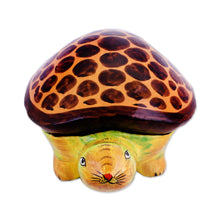 Load image into Gallery viewer, Hand-Painted Papier Mache Turtle Decorative Box from India - Happy Turtle | NOVICA
