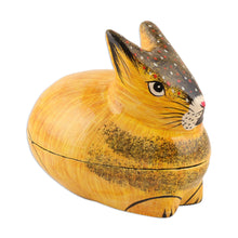 Load image into Gallery viewer, Hand-Painted Papier Mache Rabbit Decorative Box from India - Orange Rabbit | NOVICA
