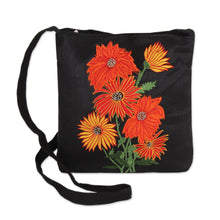 Load image into Gallery viewer, Embroidered Floral Sling Handbag from India - Vibrant Blossom | NOVICA
