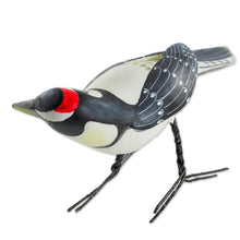 Load image into Gallery viewer, Hand Sculpted Ceramic Lesser Spotted Woodpecker Figurine - Lesser Spotted Woodpecker | NOVICA
