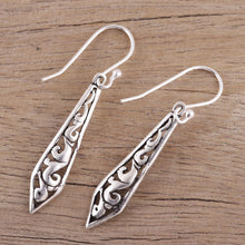 Load image into Gallery viewer, Dagger Shaped Sterling Silver Dangle Earrings from India - Sword of Delhi | NOVICA
