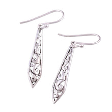 Load image into Gallery viewer, Dagger Shaped Sterling Silver Dangle Earrings from India - Sword of Delhi | NOVICA
