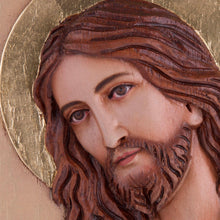 Load image into Gallery viewer, Hand-Painted Cedar Wood Wall Relief Panel of Jesus from Peru - Divine Heart | NOVICA
