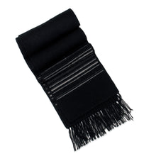 Load image into Gallery viewer, Artisan Crafted Woven Black Alpaca Blend Scarf for Men - Andean Clouds in Black | NOVICA
