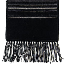 Load image into Gallery viewer, Artisan Crafted Woven Black Alpaca Blend Scarf for Men - Andean Clouds in Black | NOVICA
