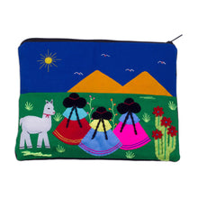 Load image into Gallery viewer, Handcrafted Cotton Blend Patchwork Cosmetic Bag from Peru - Walk in the Countryside | NOVICA
