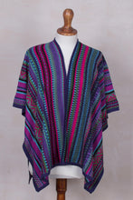 Load image into Gallery viewer, Peruvian Multicolored Acrylic and Alpaca Blend Ruana Kimono - Peruvian Rainbow | NOVICA
