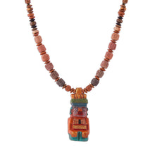 Load image into Gallery viewer, Sterling Silver and Ceramic Beaded Incan Pendant Necklace - Andes Mountain Deity | NOVICA
