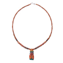 Load image into Gallery viewer, Sterling Silver and Ceramic Beaded Incan Pendant Necklace - Andes Mountain Deity | NOVICA
