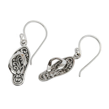 Load image into Gallery viewer, Handmade Sterling Silver Dangle Sandal Earrings from Bali - Celuk Sandal | NOVICA
