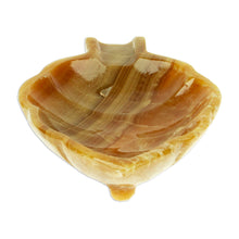 Load image into Gallery viewer, Handcrafted Leaf-Shaped Onyx Catchall in Brown from Mexico - Handy Leaf in Brown | NOVICA
