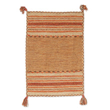 Load image into Gallery viewer, Hand Woven Cotton Geometric Dhurrie Rug from India (2x3) - Delhi Delight in Brown | NOVICA
