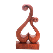 Load image into Gallery viewer, Hand Carved Suar Wood Abstract Heart Sculpture - Lover's Bloom | NOVICA

