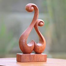 Load image into Gallery viewer, Hand Carved Suar Wood Abstract Heart Sculpture - Lover's Bloom | NOVICA
