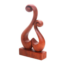 Load image into Gallery viewer, Hand Carved Suar Wood Abstract Heart Sculpture - Lover's Bloom | NOVICA
