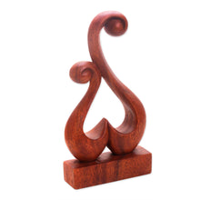 Load image into Gallery viewer, Hand Carved Suar Wood Abstract Heart Sculpture - Lover's Bloom | NOVICA
