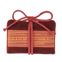 Load image into Gallery viewer, Handmade Lisu Hill Tribe Velvet Jewelry Roll from Thailand - Precious Hill Tribe in Red | NOVICA

