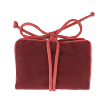 Load image into Gallery viewer, Handmade Lisu Hill Tribe Velvet Jewelry Roll from Thailand - Precious Hill Tribe in Red | NOVICA
