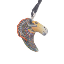 Load image into Gallery viewer, Artisan Handmade Polymer Clay Horse Pendant Necklace - Laughing Horse | NOVICA
