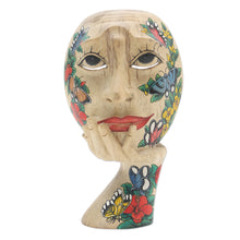 Load image into Gallery viewer, Hand Carved Hibiscus Wood Floral and Butterfly Mask - Butterfly Smile | NOVICA

