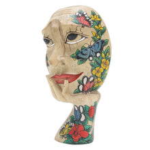 Load image into Gallery viewer, Hand Carved Hibiscus Wood Floral and Butterfly Mask - Butterfly Smile | NOVICA
