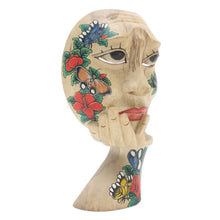 Load image into Gallery viewer, Hand Carved Hibiscus Wood Floral and Butterfly Mask - Butterfly Smile | NOVICA
