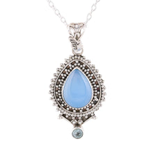 Load image into Gallery viewer, Handcrafted Blue Chalcedony Pendant Necklace from India - Soul&#39;s Serenity | NOVICA
