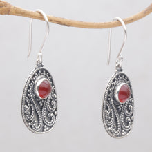 Load image into Gallery viewer, Handmade Carnelian and Sterling Silver Dangle Earrings - Sunset Dream | NOVICA
