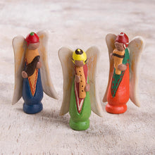 Load image into Gallery viewer, Three Hand-Painted Ceramic Angel Figurines from Peru - Andean Angels | NOVICA
