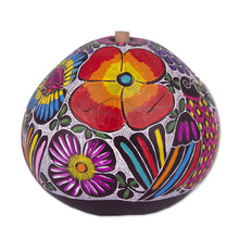 Load image into Gallery viewer, Hand-Painted Birds and Flowers Gourd Decorative Box - Dawn's Song | NOVICA
