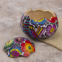Load image into Gallery viewer, Hand-Painted Birds and Flowers Gourd Decorative Box - Dawn's Song | NOVICA
