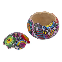 Load image into Gallery viewer, Hand-Painted Birds and Flowers Gourd Decorative Box - Dawn's Song | NOVICA

