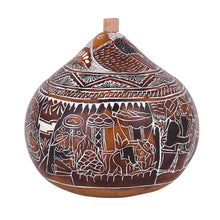 Load image into Gallery viewer, Hand Carved Gourd Decorative Box with Harvest Dance Scene - Harvest Dance | NOVICA
