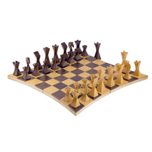 Load image into Gallery viewer, Tempisque and Salmwood Chess Set from Nicaragua - Twisted Battle | NOVICA
