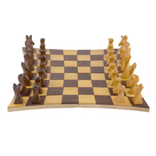 Load image into Gallery viewer, Tempisque and Salmwood Chess Set from Nicaragua - Twisted Battle | NOVICA
