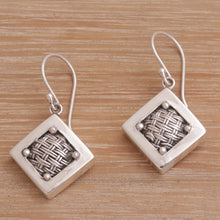 Load image into Gallery viewer, Woven Sterling Silver Diamond Shaped Dangle Earrings - Weaving Ketupats | NOVICA
