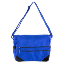 Load image into Gallery viewer, Faux Suede Messenger Bag in Sapphire from Costa Rica - Traveling the World | NOVICA
