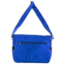Load image into Gallery viewer, Faux Suede Messenger Bag in Sapphire from Costa Rica - Traveling the World | NOVICA
