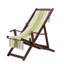 Load image into Gallery viewer, Adjustable Wood Frame Recycled Cotton Blend Hammock Chair - Paradise Fields | NOVICA
