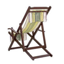 Load image into Gallery viewer, Adjustable Wood Frame Recycled Cotton Blend Hammock Chair - Paradise Fields | NOVICA
