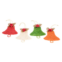 Load image into Gallery viewer, Handcrafted Natural Fiber Bell Holiday Ornaments (Set of 4) - Joyous Bells | NOVICA
