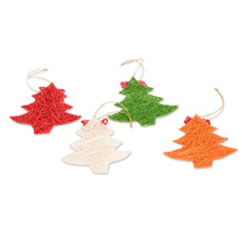 Load image into Gallery viewer, Handcrafted Natural Fiber Holiday Tree Ornaments (Set of 4) - Merry Trees | NOVICA
