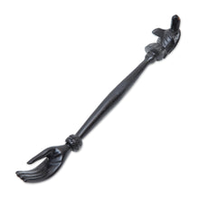 Load image into Gallery viewer, Black Turtle Themed Wood Back Scratcher Hand Carved in Bali - Turtle Relief in Black | NOVICA
