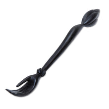 Load image into Gallery viewer, Black Lotus Flower Wood Hand Back Scratcher from Bali - Lotus Ease in Black | NOVICA

