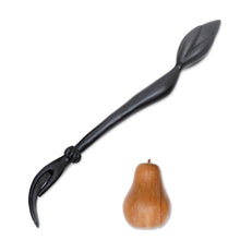 Load image into Gallery viewer, Black Lotus Flower Wood Hand Back Scratcher from Bali - Lotus Ease in Black | NOVICA
